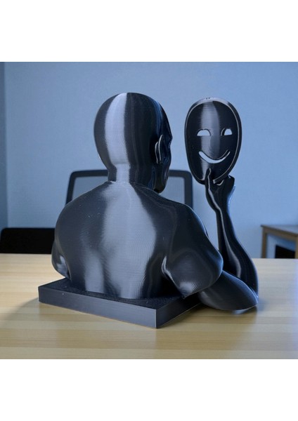 Maskeli Gerçeklik Büstü – Duygusal Konsept Dekoratif Heykel | Modern Sanat Objesi | Kabuk Factory Tasarımı fırsatları