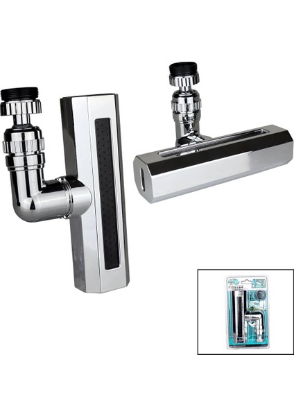 Gümüş Geniş 360 Derece Dönebilenoynar Başlık - 4 Mod Perlatör Şelale Musluk Ucu (5148)