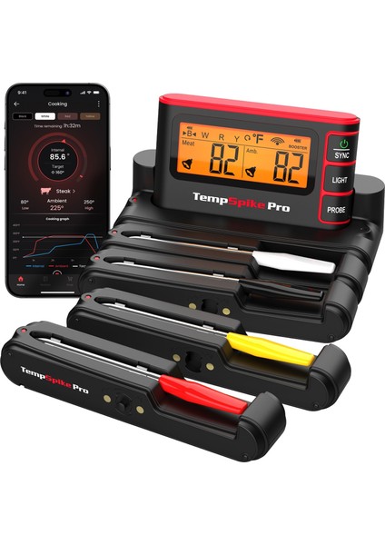 TP980-4 Şarjlı 320M Kablosuz Alarmlı 4problu App, Monitörlü Profesyonel Gıda Termometresi