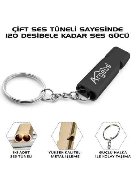 Anahtarlıklı Alüminyum Acil Durum Düdüğü Siyah fiyatları