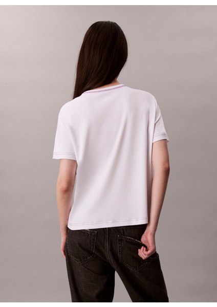 Bisiklet Yaka Düz Beyaz Kadın T-Shirt LV047D213GYAA