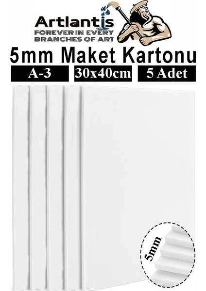 Maket Kartonu Beyaz Fotoblok 5 mm A3 30X40 cm 5 Adet Hobi Sanat Okul Köpüklü Straforlu Maket Kartonu Maket Yapımı
