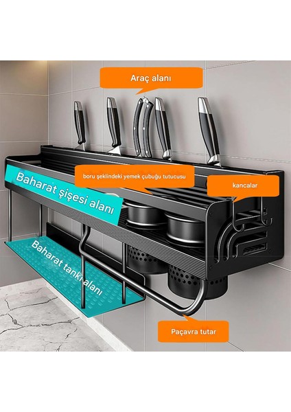 Deliksiz Çift Katlı Mutfak Rafı - Yüksek Kenarlı, 60 Bardaklık + 4 Bıçak Yuvası ve 10 Askılı modelleri