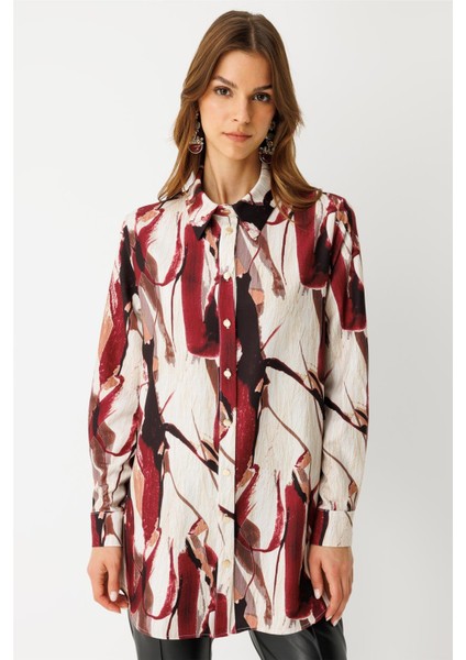 Desenli Tunik Bordo fırsatları