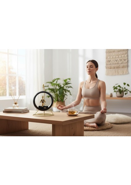 Modern Stil Askılı Sallanan Yoga Yapan Kadın Heykeli 18 cm Dekoratif Meditasyon Biblo Ev Ofis Süsü B fırsatları
