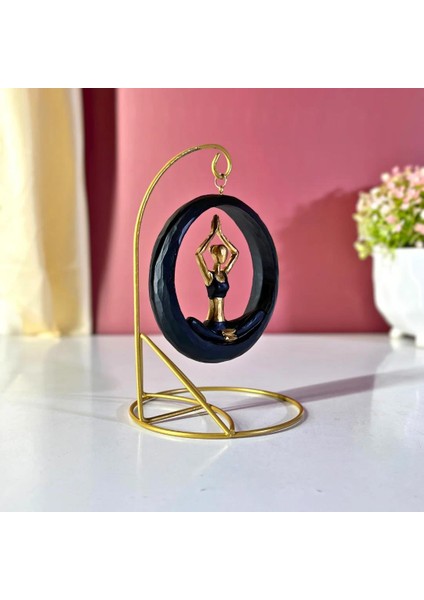 Modern Stil Askılı Sallanan Yoga Yapan Kadın Heykeli 18 cm Dekoratif Meditasyon Biblo Ev Ofis Süsü B indirimleri