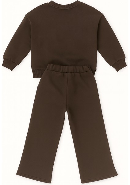 Kız Çocuk Eşofman Takımı 3 Iplik Şardonlu – Renkli Çiçek Nakışlı Sweat & Geniş Paça Alt modelleri