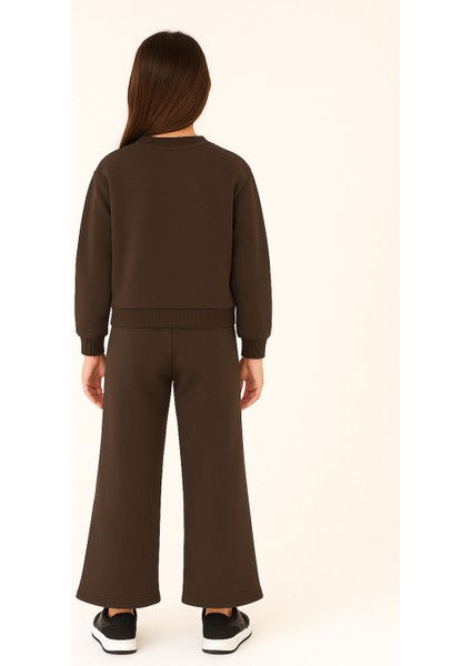 Kız Çocuk Eşofman Takımı 3 Iplik Şardonlu – Renkli Çiçek Nakışlı Sweat & Geniş Paça Alt fırsatları