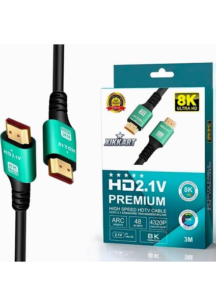 Primex PX-H8K01 Fully 1.5m 8k HDMI Kablo, Hdr V2.1 Arc HDMI Kablo, V2.1 Kablo HDMI fırsatları