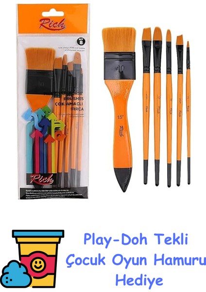 Fırça Seti 6lı + Play-Doh Oyun Hamuru