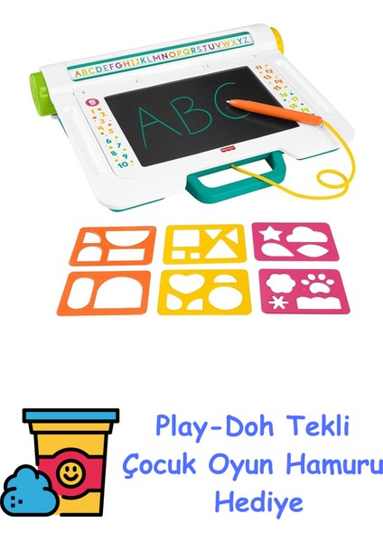 Çizim Yapmayı Öğreniyorum Çizim Tableti, 3 Yaş ve Üzeri Çocuklara Yazmayı ve Çizim Yapmayı Öğreterek Yaratıcı Oyunlara Ilham Veren, LCD Ekranlı Taşınabili + Play-Doh Oyun Hamuru