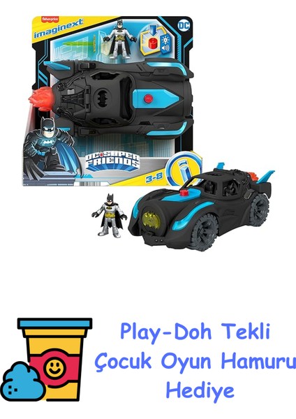 Fisher Price Imaginext® Dc Super Friends™ Işıklı ve Sesli Batmobil™ + Play-Doh Oyun Hamuru