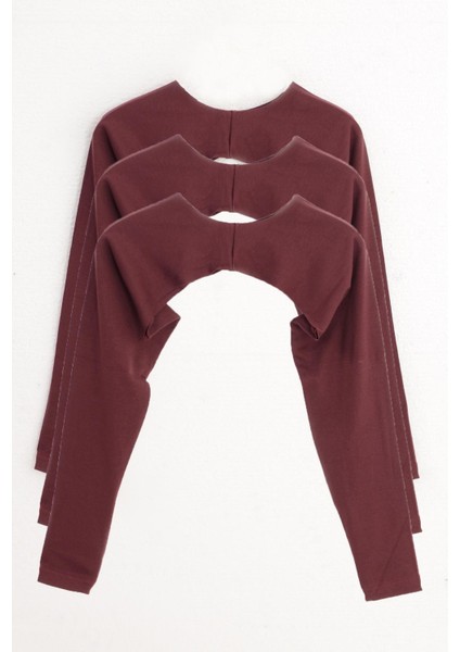 Pınkmark Kadın Içe Giyilen Tesettür Mürdüm 3 Lü Paket Bolero Bluz Kolluk MCPMBL25652 fırsatları