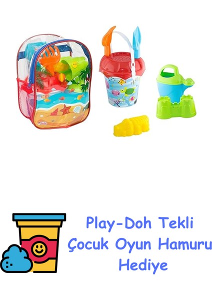 3499 Resimli Sırt Çantalı Plaj Set, Çok Renkli + Play-Doh Oyun Hamuru
