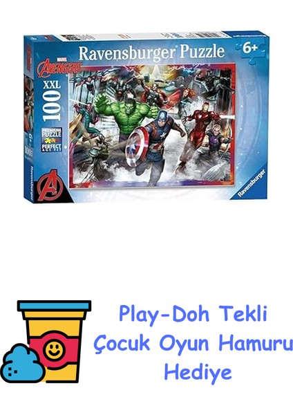100 Parça Yapboz Avengers + Play-Doh Oyun Hamuru