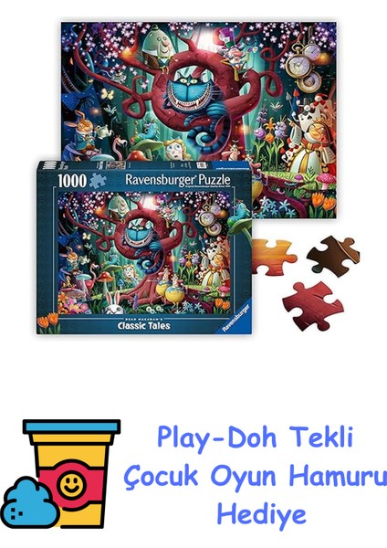 1000P Puzzle Alice Harikalar Diyarında, Yapboz + Play-Doh Oyun Hamuru