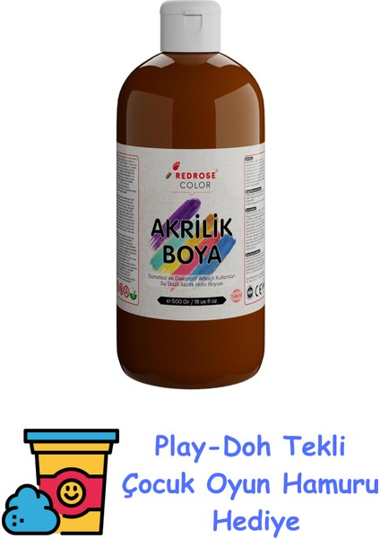 Kahverengi Akrilik Boya 500 gr + Play-Doh Oyun Hamuru
