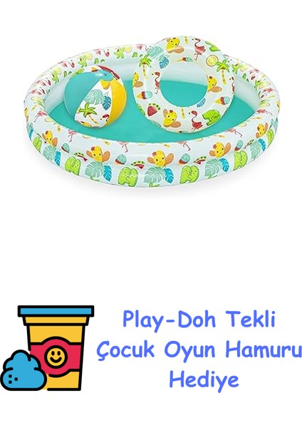 Çocuk Havuzu Seti, Su Dostları, Çap 122 x 20 cm + Play-Doh Oyun Hamuru