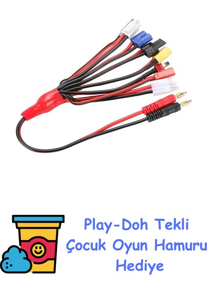 8'i 1 Arada Lipo Pil Şarj Kablosu, 4mm Banana Plug - T-Dean + XT60 Plug + Ec3 Plug + Futaba + Jst Plug + Tamiya + Trx + Imax B6 Şarj Cihazı Için Iki Dıy Çıpl + Play-Doh Oyun Hamuru