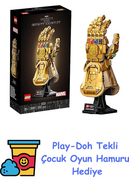 Marvel Sonsuzluk Eldiveni 76191 – Thanos’un Sağ El Eldiveni Modeliyle Yetişkin Marvel Hayranlarına Özel Koleksiyonluk Yapım Seti, Dekoratif Hediye Fikri (590 Parç + Play-Doh Oyun Hamuru