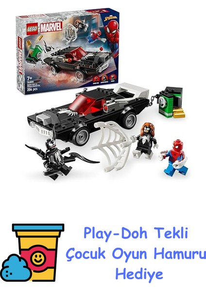 | Marvel Örümcek Adam, Venom Arabasına Karşı 76309-7 Yaş ve Üzeri Çocuklar Için Araç ve Minifigür Içeren Yaratıcı Oyuncak Yapım Seti, Doğum Günü Hediyesi (254 Par + Play-Doh Oyun Hamuru