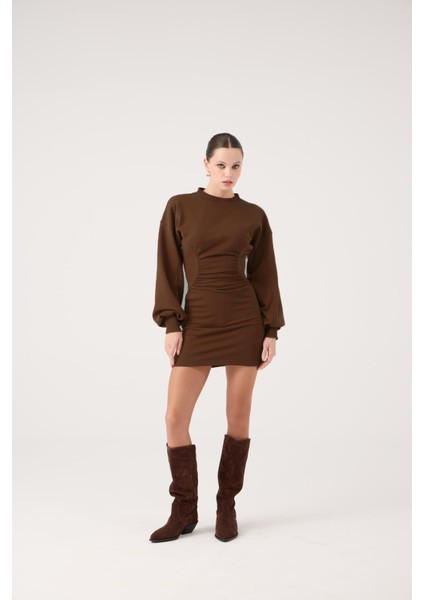 Belden Oturmalı Mini Nancy Elbise Kahve fiyatları