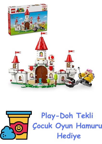 Super Mario Peach’in Kalesinde Roy ile Savaş 71435-7 Yaş ve Üzeri Çocuklar Için Nintendo Karakteri Içeren Yaratıcı Oyuncak Yapım Seti (738 Parça) + Play-Doh Oyun Hamuru