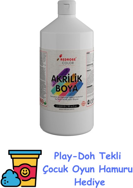 Beyaz Akrilik Boya 1000 gr + Play-Doh Oyun Hamuru