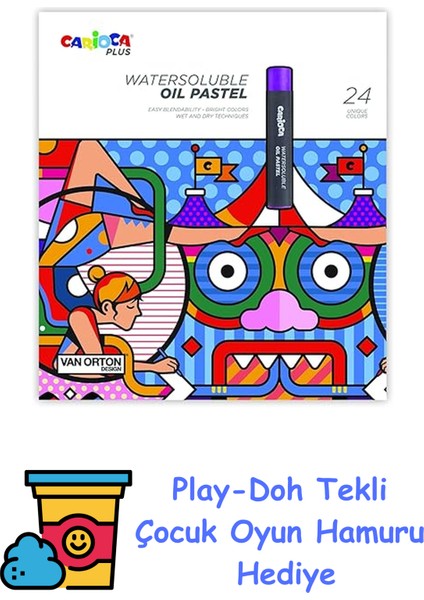 Plus Watersoluble Yağlı Pastel 24'lü (Suda Çözünür) + Play-Doh Oyun Hamuru