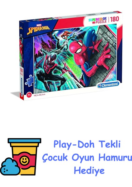 - 29293 Çocuklar Için Supercolor Puzzle Man 180 Parça Yapboz + Play-Doh Oyun Hamuru