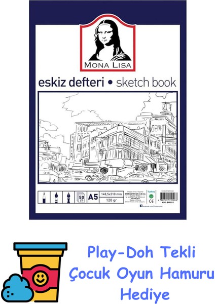 Sudor Südor BN05-3 120GR A5 Eskiz Defteri - 50 Yaprak + Play-Doh Oyun Hamuru
