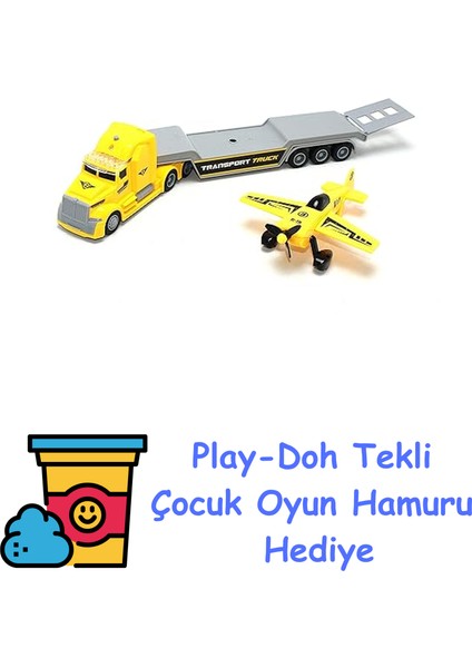 Maxx Wheels Sesli Işıklı Tır Transporter Araçlı Uçak/araba 36 cm + Play-Doh Oyun Hamuru