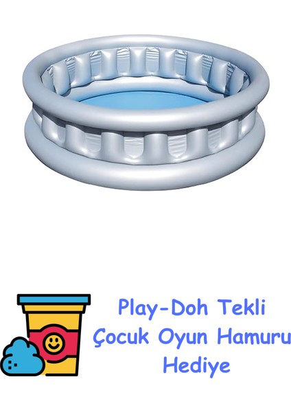 Büyük Metalik Uzay Gemisi Şişirilebilir Havuzu (152X43 Cm) 51080 + Play-Doh Oyun Hamuru