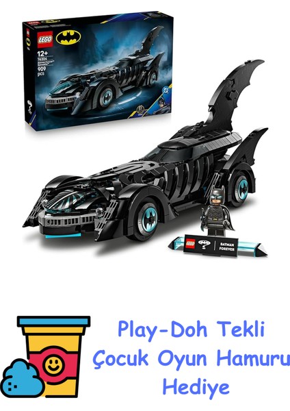 Dc Batman Batman Forever Batmobile 76304 – 12 Yaş ve Üzeri Için Dekoratif Koleksiyonluk Oyuncak Yapım Seti, Detaylı Model, Sergileme ve Süper Kahraman Aksiyonları + Play-Doh Oyun Hamuru