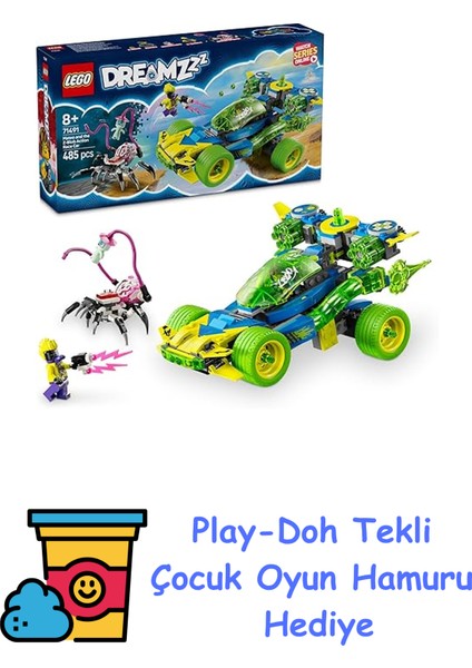 Dreamzzz Mateo ve Z-Blob Aksiyon Yarış Arabası 71491-8 Yaş ve Üzeri Kız ve Erkek Çocukları Için Yaratıcı Oyuncak Araç Yapım Seti, Doğum Günü Hediyesi (485 Parça) + Play-Doh Oyun Hamuru