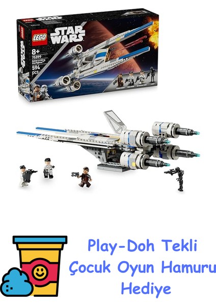 Star Wars: Andor Asi U-Wing Starfighter 75399-8 Yaş ve Üzeri Star Wars Hayranları Için Yaratıcı Oyuncak Yapım Seti (594 Parça) + Play-Doh Oyun Hamuru