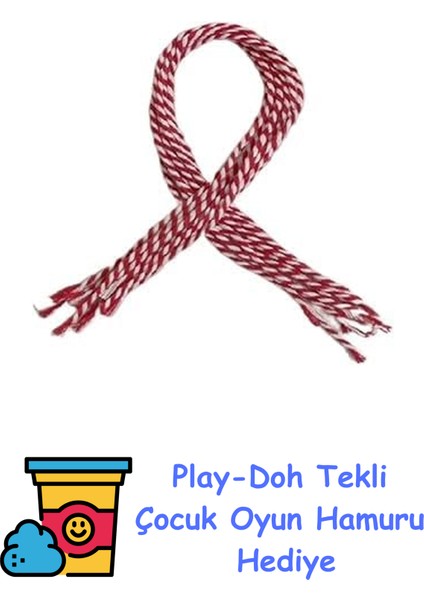 Benim Marifetlerim - Kırmızı Beyaz Marteniçka Bilekliği 30 cm 10 Adet + Play-Doh Oyun Hamuru