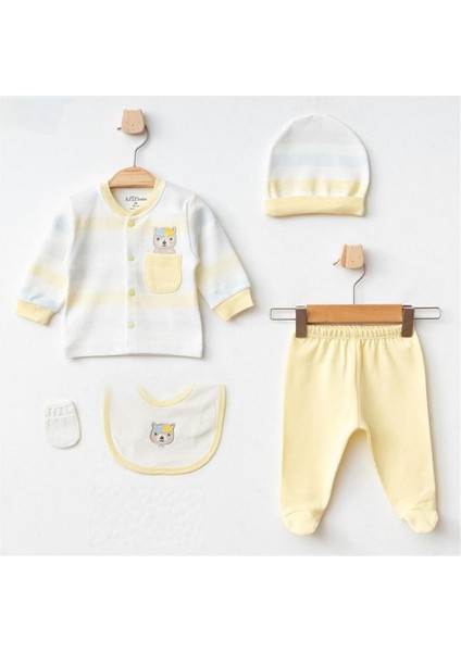 %100 Pamuk Erkek Bebek 5'li Hastane Çıkışı Sarı AZZ.SRI.5341