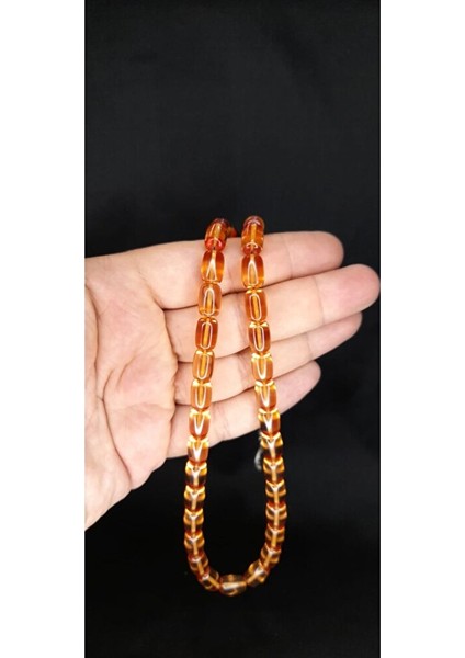 Ateş Kehribar Tesbih Kapsül Kesim Turuncu-Şeffaf Renkli T-358 fırsatları