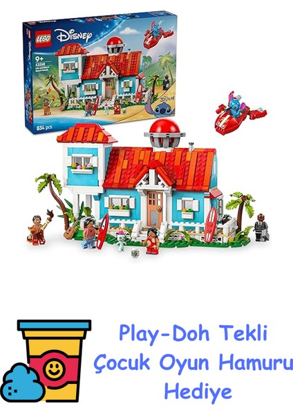 Disney Lilo ve Stiç Plaj Evi 43268-9 Yaş Üzeri Prenses Seven Kız ve Erkek Çocuklar Için 6 Odası ve Çatı Gözlemevi Olan Uzay Gemisi ve 5 Minifigür Içeren Yaratıcı + Play-Doh Oyun Hamuru