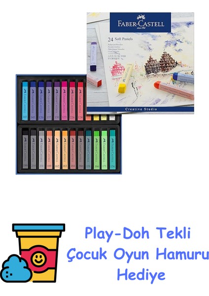 Creative Studio Toz Pastel Boya, Soft, 24 Renk + Play-Doh Oyun Hamuru