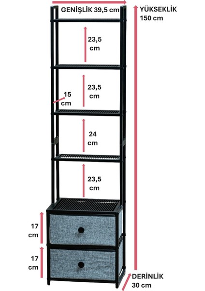 Dekoratif Siyah Metal Kitaplık 5 Raflı 2 Çekmeceli Komidin Çok Amaçlı Stand Organizer indirimleri