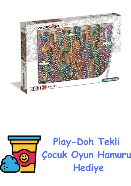 32565 Mordillo Puzzle Orman 2000 Parça Yapboz + Play-Doh Oyun Hamuru