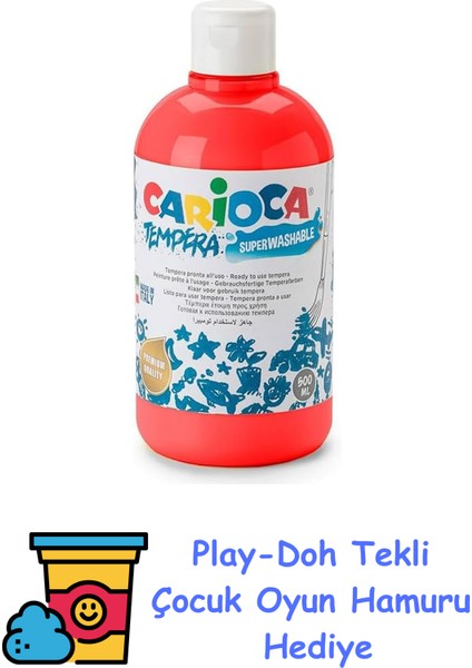 Tempera Suluboya Süper Yıkanabilir Kırmızı 250 Ml. + Play-Doh Oyun Hamuru