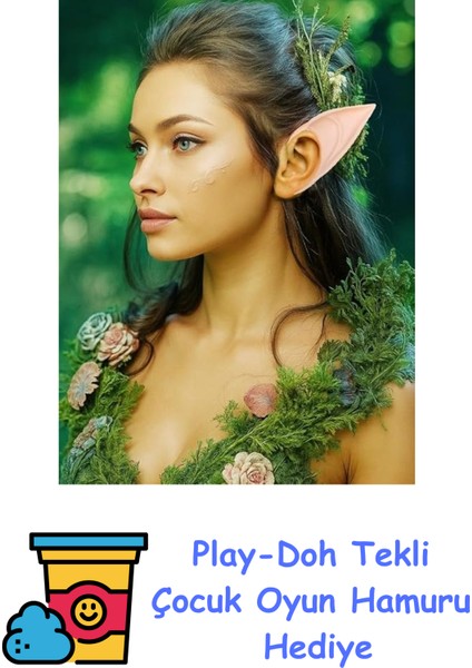 Elf Kulağı Latex Halloween Cadılar Bayramı Parti Aksesuarı + Play-Doh Oyun Hamuru