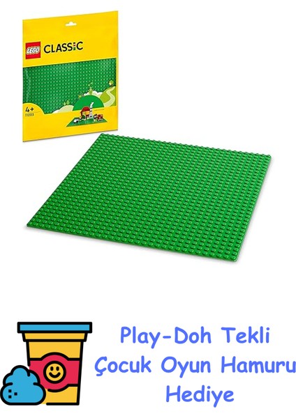 Classic Yeşil Zemin 11023-4 Yaş ve Üzeri LEGO Severler Için LEGO Zemini(1 Parça) + Play-Doh Oyun Hamuru