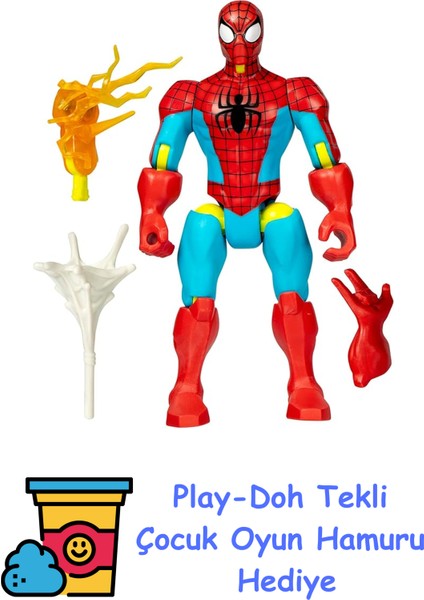 Mixmashers Marvel Spider-Man Karıştır ve Eşleştir Aksiyon Figürü ve Aksesuarları + Play-Doh Oyun Hamuru