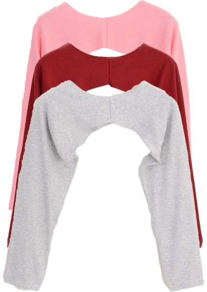 Pınkmark Kadın Içe Giyilen Tesettür Pembe Gri Bordo 3 Lü Paket Bolero Bluz Kolluk MCPMBL25664