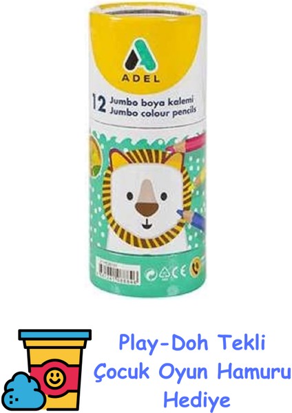 9520 Jumbo Hexa Boya Kalemi 12'li 44593 + Play-Doh Oyun Hamuru