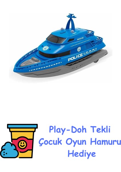 Sesli Işıklı Kurtarma Gemisi 20 cm + Play-Doh Oyun Hamuru